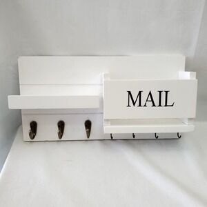 Mail Organizing Station, Key Holder, Letter Holder & Shelf‎ ♡ White ♡ Beautiful